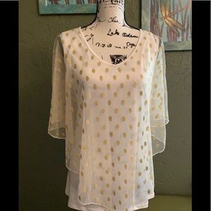 Shannon Ford New York Cream & Gold Chiffon Top